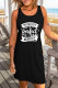 Black Casual Letter Print Graphic Pocketed Sleeveless Mini Dress