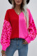 Rose Casual Colorblock Leopard Print Pullover Sweater