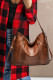 Brown Casual PU Leather Patchwork Zipper Retro Tote Bags