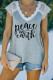 Gray Casual Peace Topic Letter Print Lace Contrast Graphic Tee
