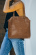 Brown Casual Solid Color Pu Leather Shoulder Bag