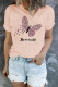 Pink Casual Butterfly Letter Print Short Sleeve Graphic Tee