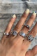 Silver 5Pcs Heart Butterfly Vintage Ring Set