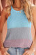 Blue Color Block Sleeveless Jewel Neckline Knitted Tank Top