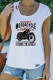 White Classic Motorcycle Cap Sleeve Vintage Graphic Tee