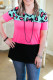 Rosy Casual Plus Size Leopard Print Color Block T-Shirt with Buttons