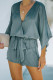Gray Casual 3/4 Sleeves Surplice V Neck Romper with Belt