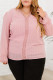 Pink Casual Swiss Dot Lace Splicing Plus Size Blouse