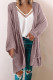 Pink Casual Long Sleeve Loose Solid Color Side Split Open Front Cardigan