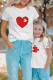 White Heart Shaped Puzzle Graphic Tee Mom and Daughter Matching Outfit