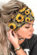 Black Western Sunflower Print Color Block Wide Hairband