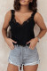 Black Casual Solid Lace Splicing Sleeveless Tank Top