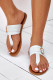 White Casual Buckle Decor Belt PU Leather Sandals