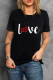 Black Graphic Tee Love Print Short Sleeve T Shirt for Women