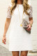 White Elegant Crewneck Short Sleeve Mini Crochet Lace Dress
