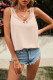Beige Casual Solid Lace Splicing Sleeveless Tank Top