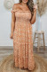 Orange Boho Plus Size Floral Ruffle Maxi Dress