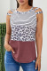 Cheetah Print and Stripes Colorblock Strappy Shoulder Sleeveless Shirt