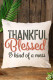 Beige Casual Thankful Letter Print Graphic Pillow Case