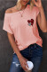 Pink Casual Short Sleeve Summer Top with Front Pocket