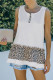 White and Cheetah Print Sleeveless Button Front Tank Top