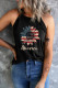Black Casual America Stars and Stripes Sunflower Graphic Tank Top