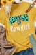 Leopard Turquoise Letter Print Color Block Western Graphic Tee for Women