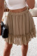 Khaki Casual Polka Dot Print Elastic Waist Chiffon Mini Skirt