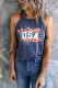 Dark Blue Causal Letter National Flag Print Graphic Tank top