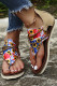 Western Sunflower Print Color Block Zipper Sandal
