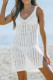 White Casual Hollow Out Crochet Split Beach Cover Up