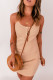 Beige Casual Buttoned Ribbed Sleeveless Bodycon Mini Summer Dress