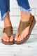 Brown Casual Wedge Platform Flip Flops Sandal