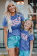 Blue USA Crew Neck T Shirt Mom and Daughter Matching Outfit