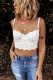 White Casual Adjustable Hollow Out Lace Bralette