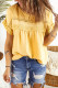 Yellow Casual Swiss Dot Lace Splicing Short Sleeve Blouse Top