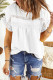 White Polyester Shirt Lace Trim Swiss Dot Short Sleeve Blouse for Women