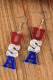Red and Blue Casual Bling USA Letter Color Block Earring