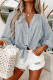 Striped Button Tie Front Bishop Sleeve Casual Linen Blouse for Women