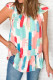 Pink Casual Color Block Ruffled Mock Neck Summer Top for Women