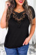 Samarreta negra de costura de ganxet de talla gran casual per a dona