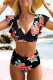 Black Sexy Floral Print Ruffled High Waist Two Piece Swimsuit