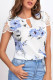 Casual Floral Keyhole Neck Crochet Patchwork Sleeve Summer Top