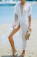 White Casual Cut Out Lace Contrast Long Beach Cover Up