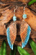 Brown Western Turquoise Feather Wing Shaped Drop Earring