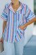Multicolor Stripes Shirt Short Sleeve Button Up Shirt