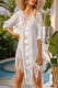 White Casual Fringe Hem Cut Out Beach Cover Up