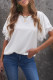 White Lace Splicing Flutter Sleeve Casual Summer Top