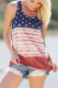 Red and Blue Casual Flag Star Print Color Block Tank Top