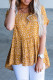 Yellow Ditsy Floral Print Tiered Babydoll Short Sleeve Blouse for Women